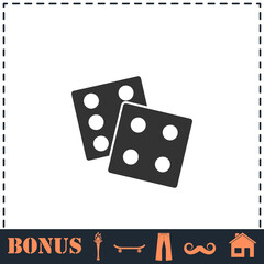 Dices icon flat