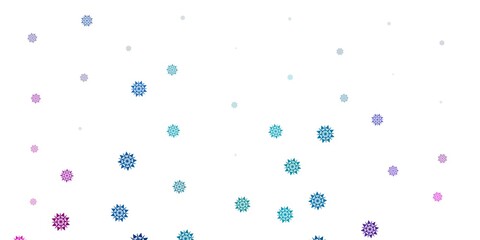 Light blue, red vector pattern with colored snowflakes.