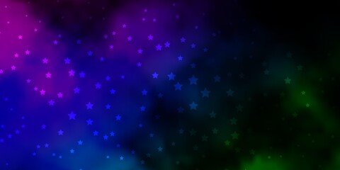 Dark Multicolor vector background with colorful stars.