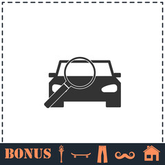 Magnifier car icon flat