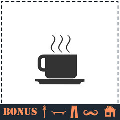 Coffee cup icon flat