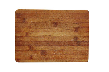 Wooden cutting Board isolated on a white background. Empty surface for slicing vegetables, fruits and meat
