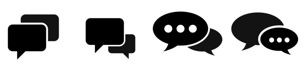set of audio speakers. A set of icons of dialogue box. An visual representation of chatting on internet.