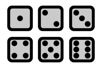 dices icon on square internet button. An Icon of dice. A set of logos of dice.