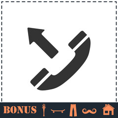 Phone call outgoing icon flat