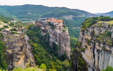 Fototapeta na wymiar The Holy Monastery of Varlaam in Meteora, Greece built on top of unique rock formations