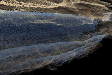 3D abstract water reflection patterns in shades of blue silver and gold