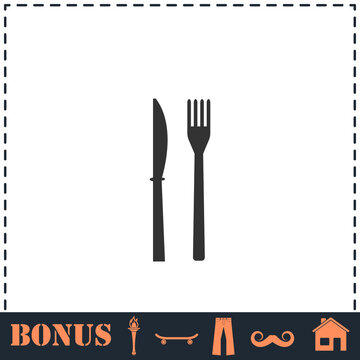 Fork knife icon flat