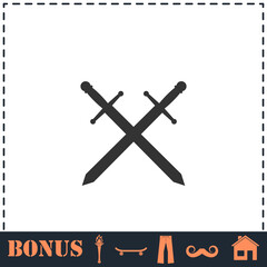 Cross swords icon flat