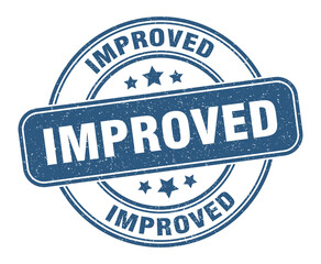 improved stamp. improved label. round grunge sign