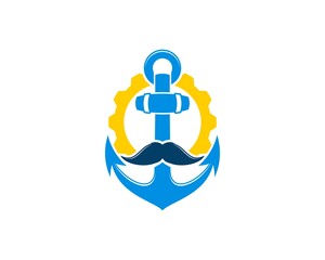 Gear with anchor and mustache
