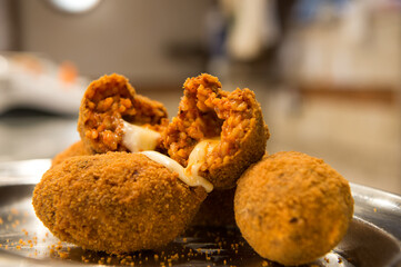 fried rice balls called in rome suppli al telefono