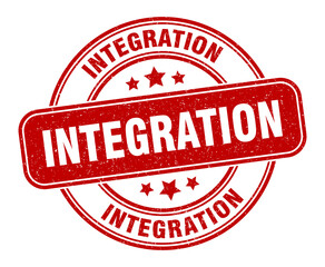 integration stamp. integration label. round grunge sign