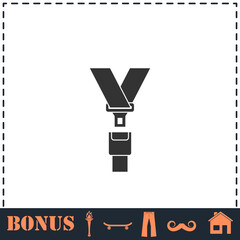 Safety belt icon flat