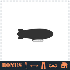 Airship zeppelin icon flat
