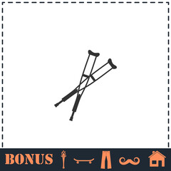 Crutches icon flat