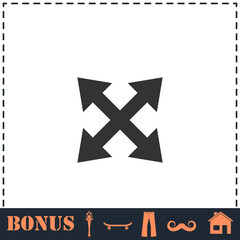 Four arrows icon flat