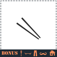 Chopsticks icon flat