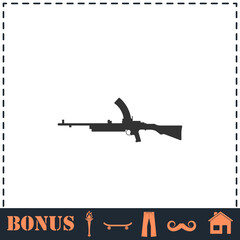 Machine gun icon flat