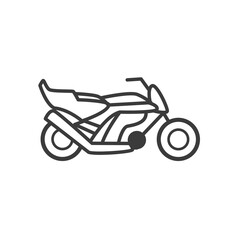 motorcycle icon transport, line style, on white background