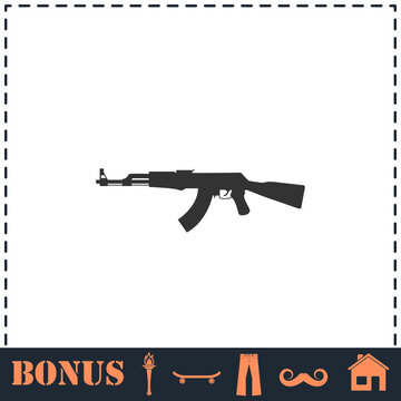 Assault rifle icon flat