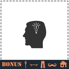 Head idea icon flat