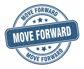 move forward stamp. move forward label. round grunge sign