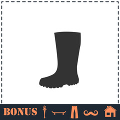 Rubber boots icon flat