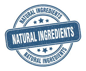 natural ingredients stamp. natural ingredients label. round grunge sign