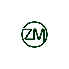 Initial ZM Letter Linked Logo isolated on white background