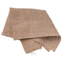 Folded natural linen napkin. On a white background