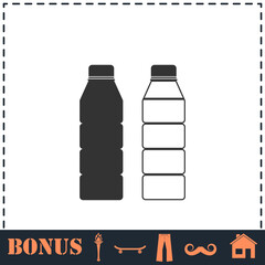 Plastic bottle icon flat