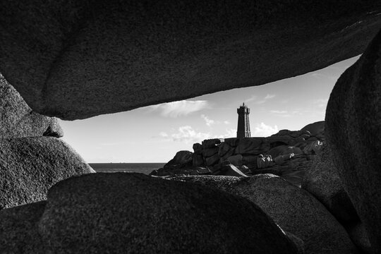Phare de Men Ruz on a sunny day in summer