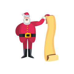 christmas, santa claus with big paper list