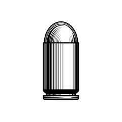 Pistol cartridge. pistol bullet. Vintage illustration in crosshatch style. Isolate on white background. Vector illustration.