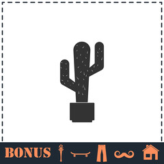 Cactus icon flat