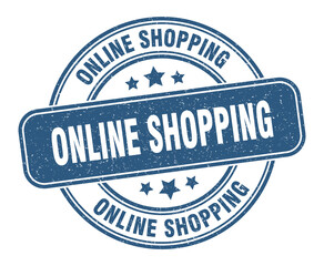 online shopping stamp. online shopping label. round grunge sign