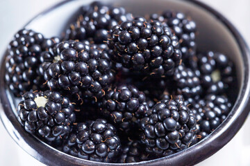 Blackberries close-up. Shallow depth of field.