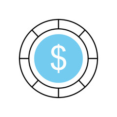 money coin icon, half line half color style