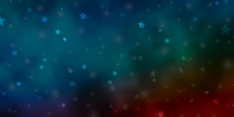 Light Blue, Red vector layout with bright stars.