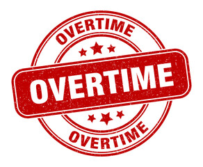 overtime stamp. overtime label. round grunge sign