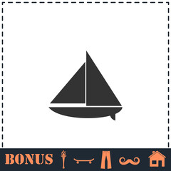 Sailing boat icon flat