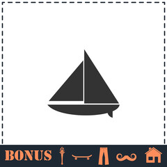Fototapeta premium Sailing boat icon flat