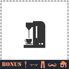 Coffee maker machine icon flat