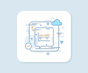 Column chart line icon. Abstract vector button. Financial graph sign. Stock exchange symbol. Business investment. Column diagram line icon. Speech bubble concept. Vector