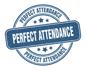 perfect attendance stamp. perfect attendance label. round grunge sign