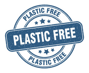 plastic free stamp. plastic free label. round grunge sign