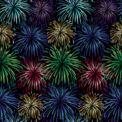Fototapeta premium seamless fireworks background vector pattern