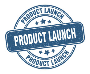 product launch stamp. product launch label. round grunge sign