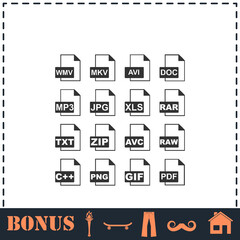 File extensions icon flat